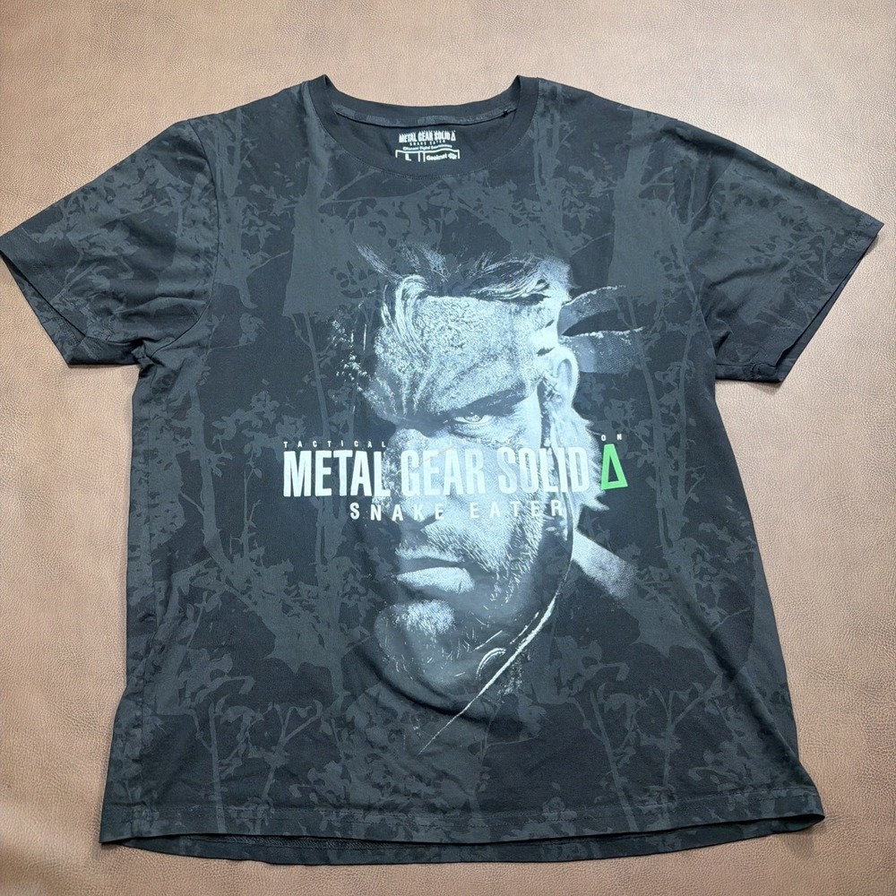 Metal Gear Solid Snake Eater Shirt Mens L Slim Black Video Game Konami Promo